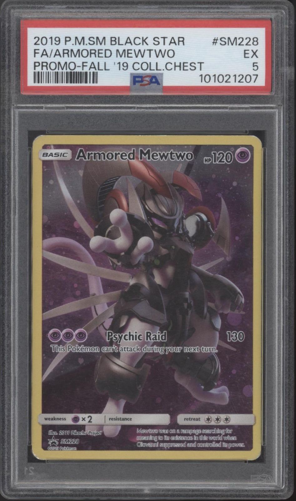Armored Mewtwo Pokemon Fall 2019 Collector's Chest Promo Full Art #SM228 PSA 5